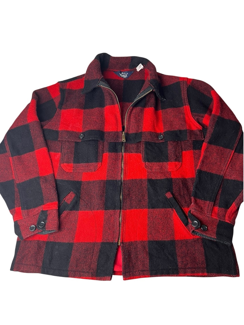 Woolrich Vintage Buffalo Plaid Mens XL Wool Hunting Chore Field Full Zip Shacket